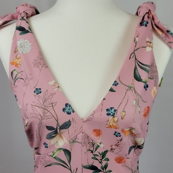 Gianni Bini floral Shoulder Bow Tie dress Pink 2 - Picture 6 of 12